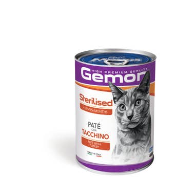 Clarins Gemon Paté Con Tacchino Cibo Umido Gatti Sterilizzati Barattolo 400 g