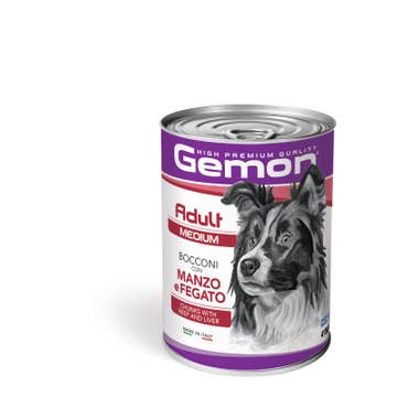Clarins Gemon Bocconi Manzo E Fegato Cibo Umido Cani Adulti Taglia Media Barattolo 415 g