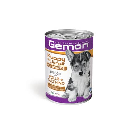 Clarins Gemon Bocconi Pollo E Tacchino Cibo Umido Cani Cuccioli Barattolo 415 g