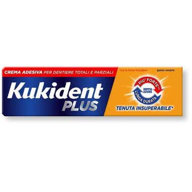 Clarins Kukident Plus Doppia Azione Crema Adesiva Per Dentiere Totali e Parziali 65g