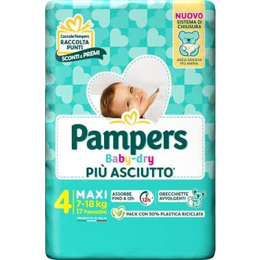 Clarins Pampers Babydry Taglia 4 Maxi (7-18 Kg) 17 Pezzi Offerte stagionali