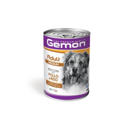 Clarins Gemon Bocconi Pollo E Riso Cibo Umido Cani Adulti Taglia Media Barattolo 415 g Ritorno libero