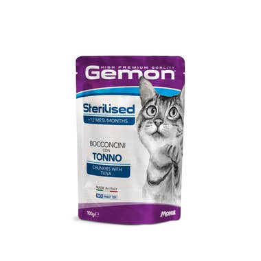 Clarins Gemon Bocconcini Tonno E Orata Cibo Umido Gatti Sterilizzati Busta 100g Rilascio limitato
