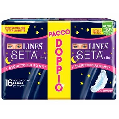 Clarins Lines Seta Ultra Assorbenti Notte Con Ali Pacco Doppio 16 Pezzi