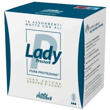 Clarins Lady Presteril 10 Assorbenti Notte Cotone Con Ali Ripiegati Offerta Giorno del Papà