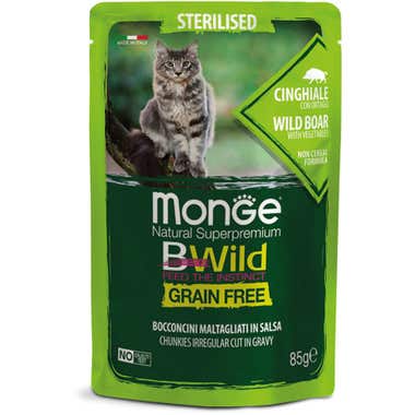 Clarins Monge B Wild Grain Free Cinghiale Con Ortaggi Cibo Umido Per Gatti Sterilizzati 85g