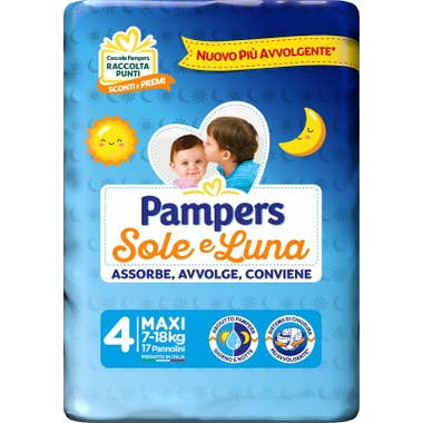Clarins Pampers Sole e Luna Pannolini Taglia 4 Maxi (7-18 kg) 17 Pezzi