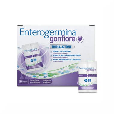 Clarins Enterogermina Gonfiore Integratore Alimentare con Probiotici Enzimi Digestivi e Fermenti Lattici Gusto Pesca 10 bustine