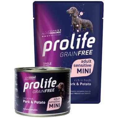 Clarins Prolife Grain Free Maiale Con Patate Cibo Umido Per Cani Adulti Taglia Mini Bustina 100g