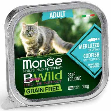 Clarins Monge B Wild Grain Free Merluzzo Con Ortaggi Cibo Umido Per Gatti Adulti 100g