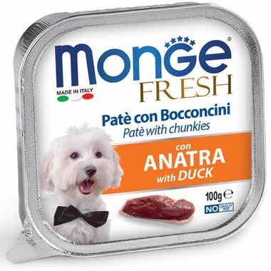 Clarins Monge Fresh Paté Bocconcini Con Anatra Cibo Umido Per Cani Adulti 100g