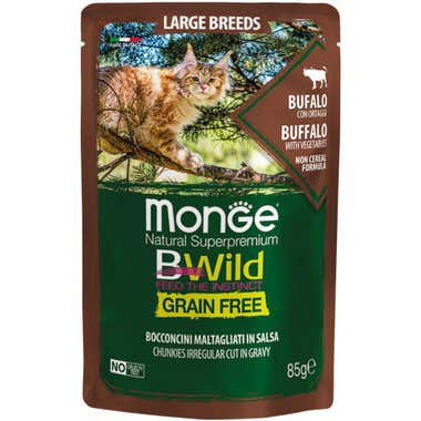 Clarins Monge B Wild Grain Free Bufalo Con Ortaggi Cibo Umido Per Gatti Adulti E Cuccioli Taglia Grande 85g