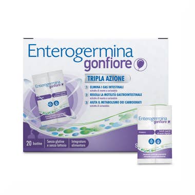 Clarins Enterogermina Gonfiore Integratore Alimentare con Probiotici Enzimi Digestivi e Fermenti Lattici Gusto Pesca 20 bustine