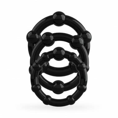 Clarins Crushious Triple Bead Set di Anelli per il Pene Neri Rilascio limitato