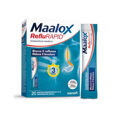 Clarins Maalox Reflurapid Reflusso e Bruciore di Stomaco Acidità Gastrica 20 bustine